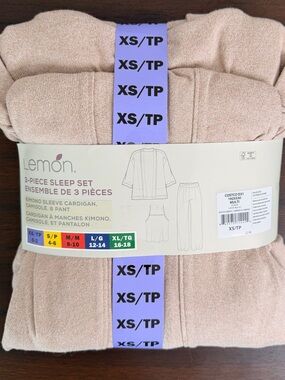 💛2 for 20- Lemon Cozy 3-Piece Sleep Set - Blush